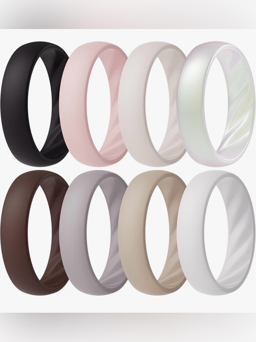 ThunderFit Silicone Ring for Women, Elegant Wavy Grooves, 6mm Wide 8 pack size 7